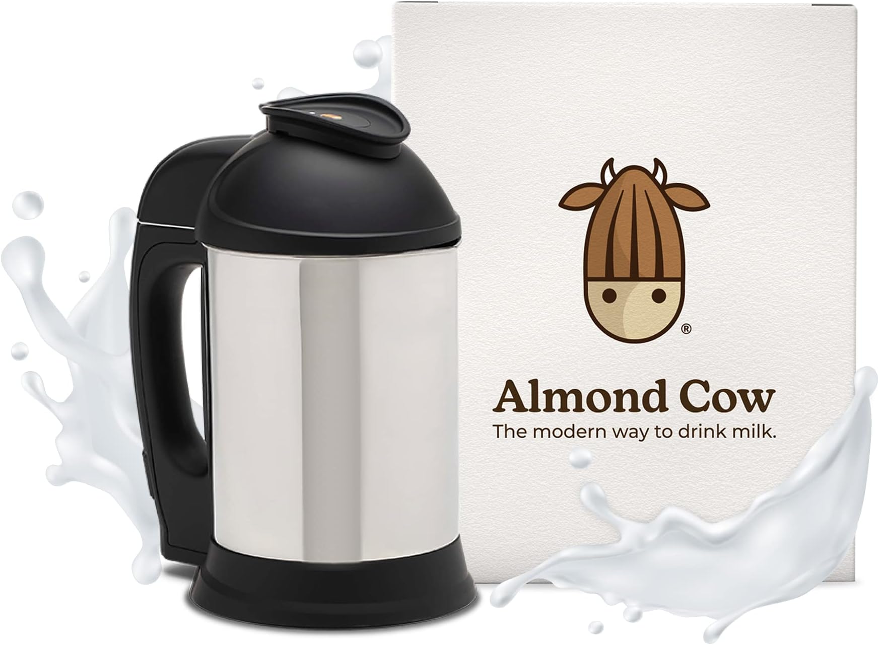 Almond Cow Nut Milk Maker Machine, Plant-Based Milk Maker for Almond, Oat, Cashew, Soy Milk, Stainless Steel, No Straining Needed - Makes 5-6 Cups, 120V