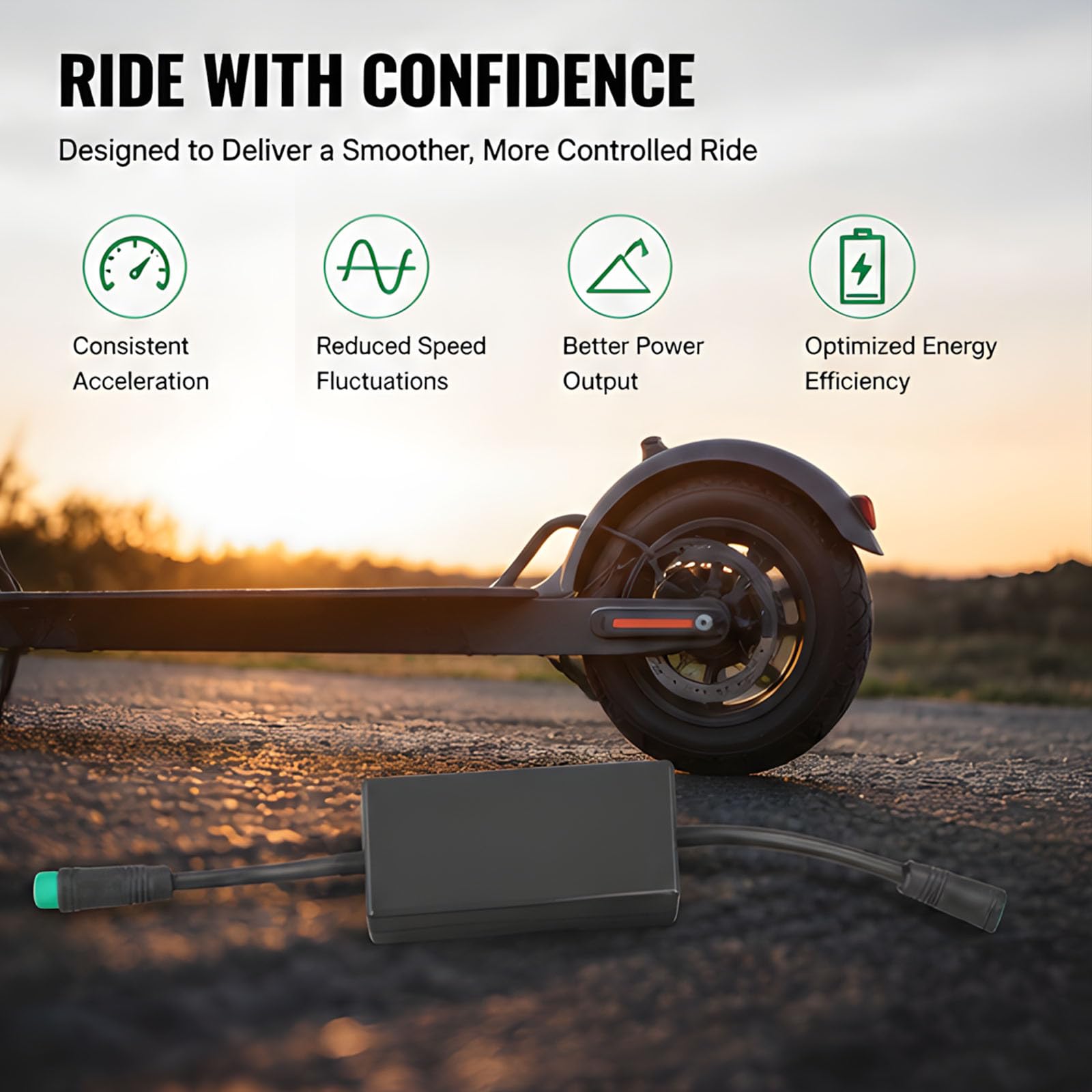 Pieza de repuesto del módulo de control de scooter eléctrico, accesorio de controlador en línea conectado por cable con carcasa negra y conectores de cable redondos Pieza de repuesto de mantenimiento