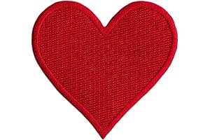Red Heart Embroidered Iron On Patch for Clothing and Accessories