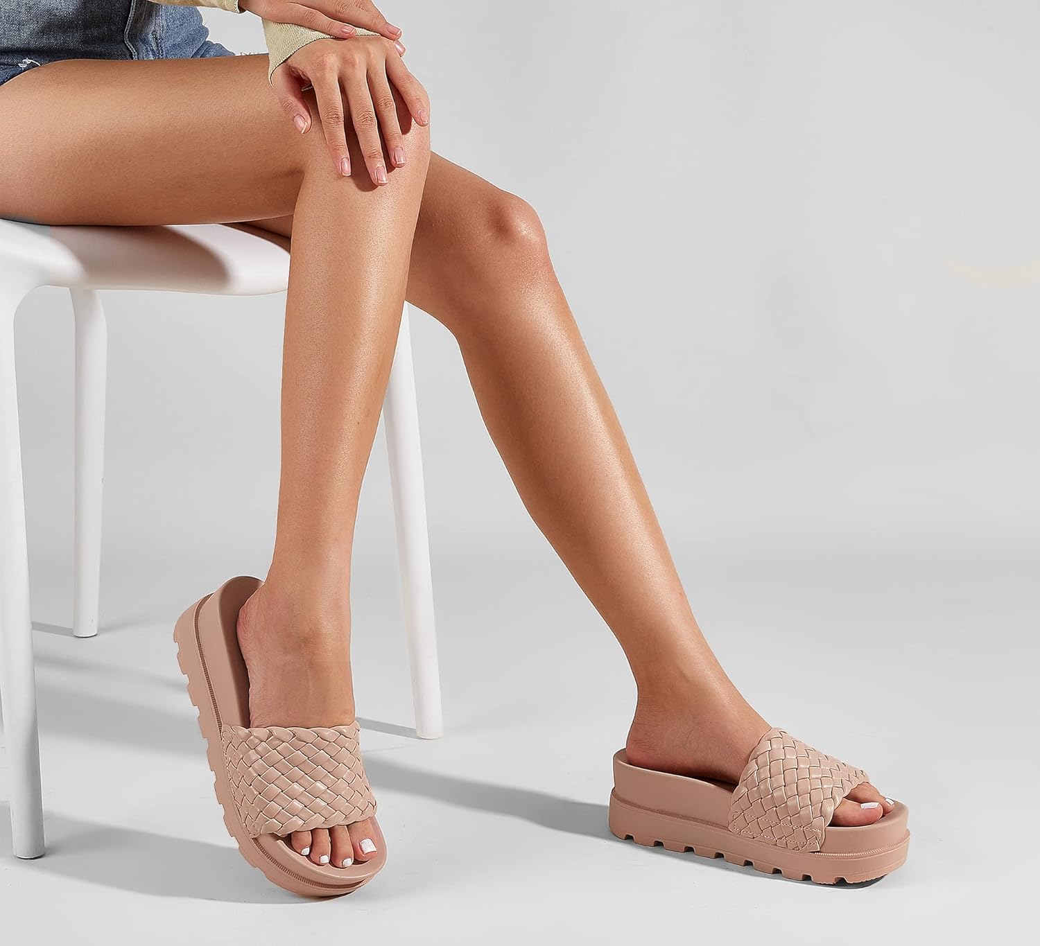 LUCKY STEP Women's Platform Sandals Braided Strap Flatform Slide Open Toe Casual Summer Beach Outdoor Wedge Woven Belt Slipper - Image 2