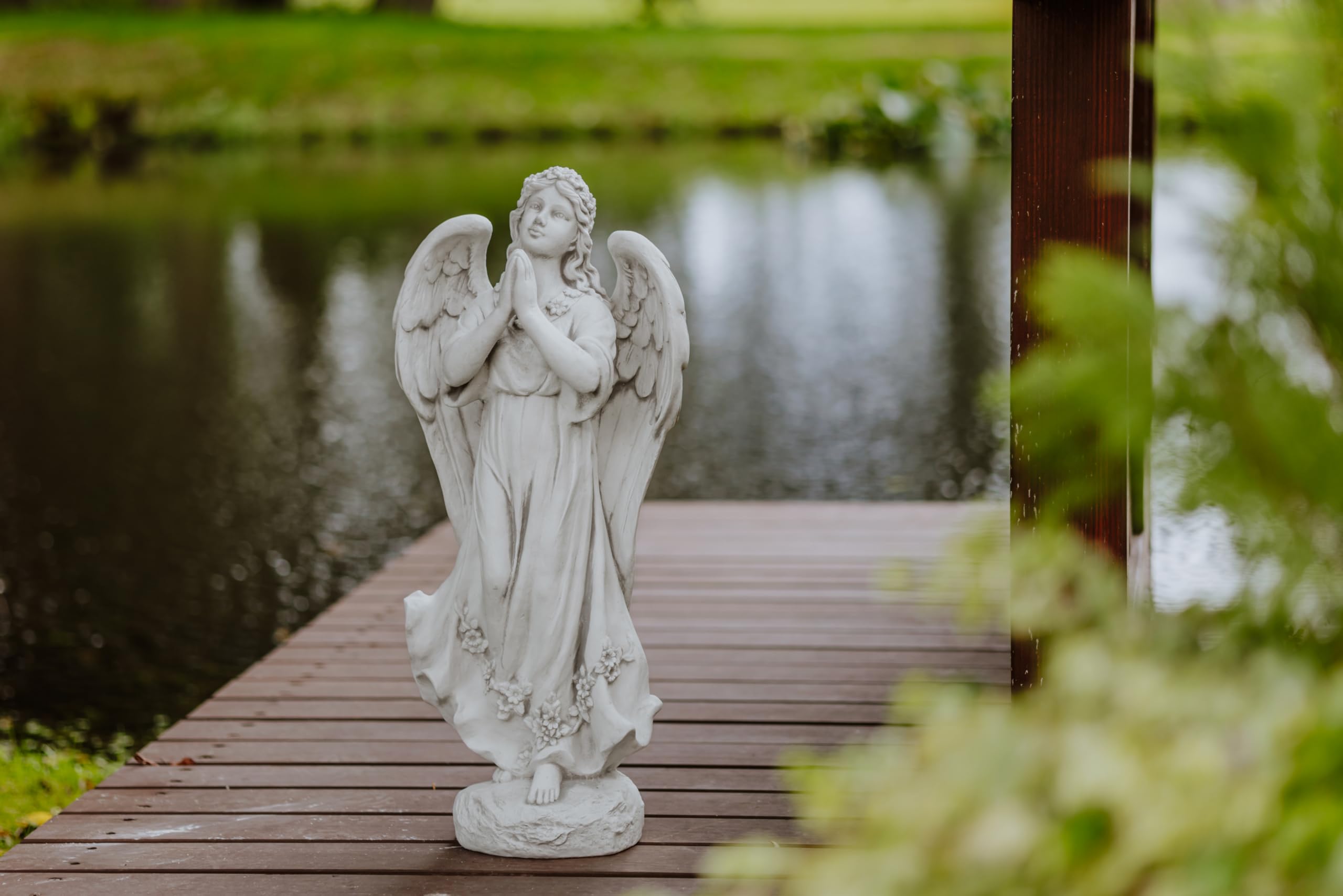 gartendekoparadies.de Grande Statue en Pierre Ange sur piédestal en Pierre reconstituée, résistant au Gel décoration de Tombe