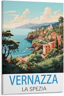 Vernazza La Spezia Vintage Travel Posters 24x36inch(60x90cm) Canvas Wall Art Wall Print Painting Decor Living Room Bedroom Decor