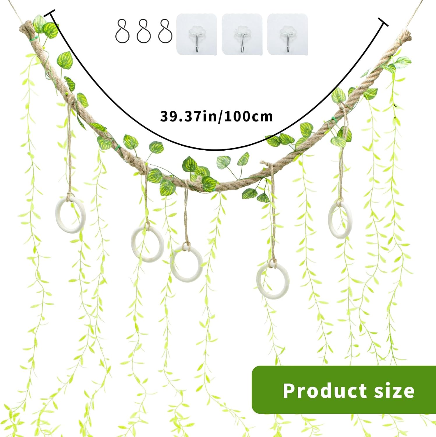 39-Inch Snake Climbing Branch with Natural Jute Rope | Snake climbing accessory for ball python tanks; flexible reptile vine for corn snake enrichment and natural terrarium decor.