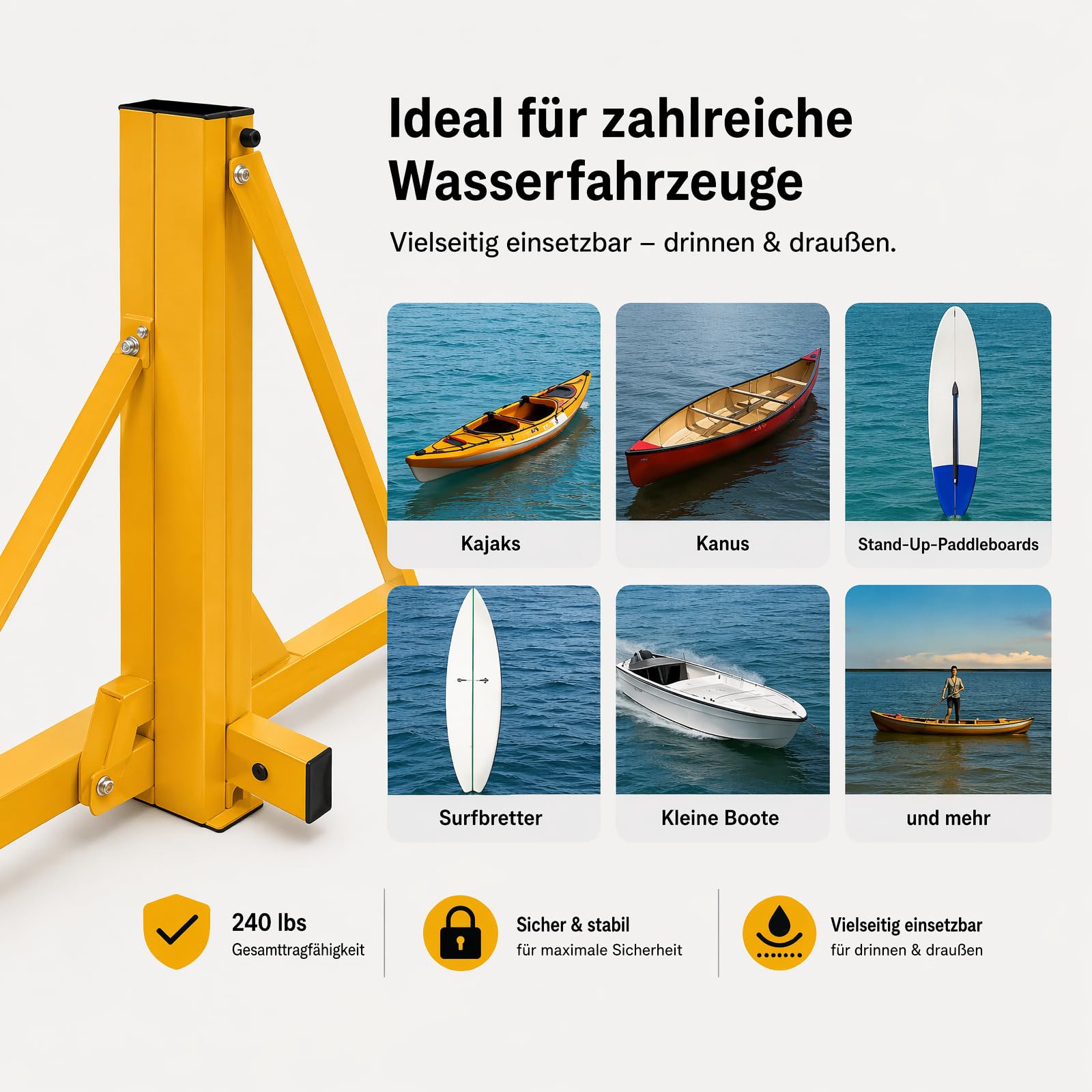 Juego de 2 soportes para kayak, 73 x 62,3 x 142 cm, estantería de almacenamiento de kayak plegable, soporte de almacenamiento de suelo para kayak, capacidad de carga de 240 libras para canoas, tablas