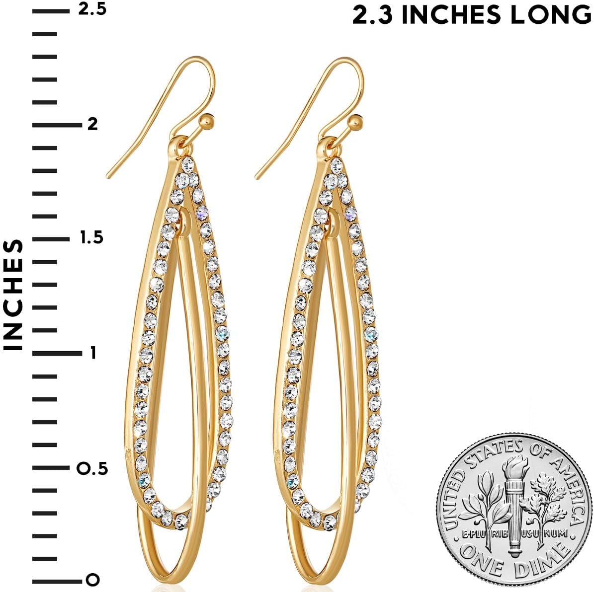 Simulated Diamond Teardrop Dangle Earrings for Women - Cubic Zirconia Crystal Long Dangling Earrings - Image 4