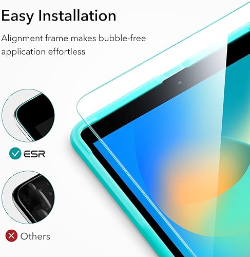Miniatura 6 de ESR Protector de pantalla para iPad de 9 generación, película de vidrio templado con marco de fácil instalación para iPad de 987 Gen (2021 y 2020 y