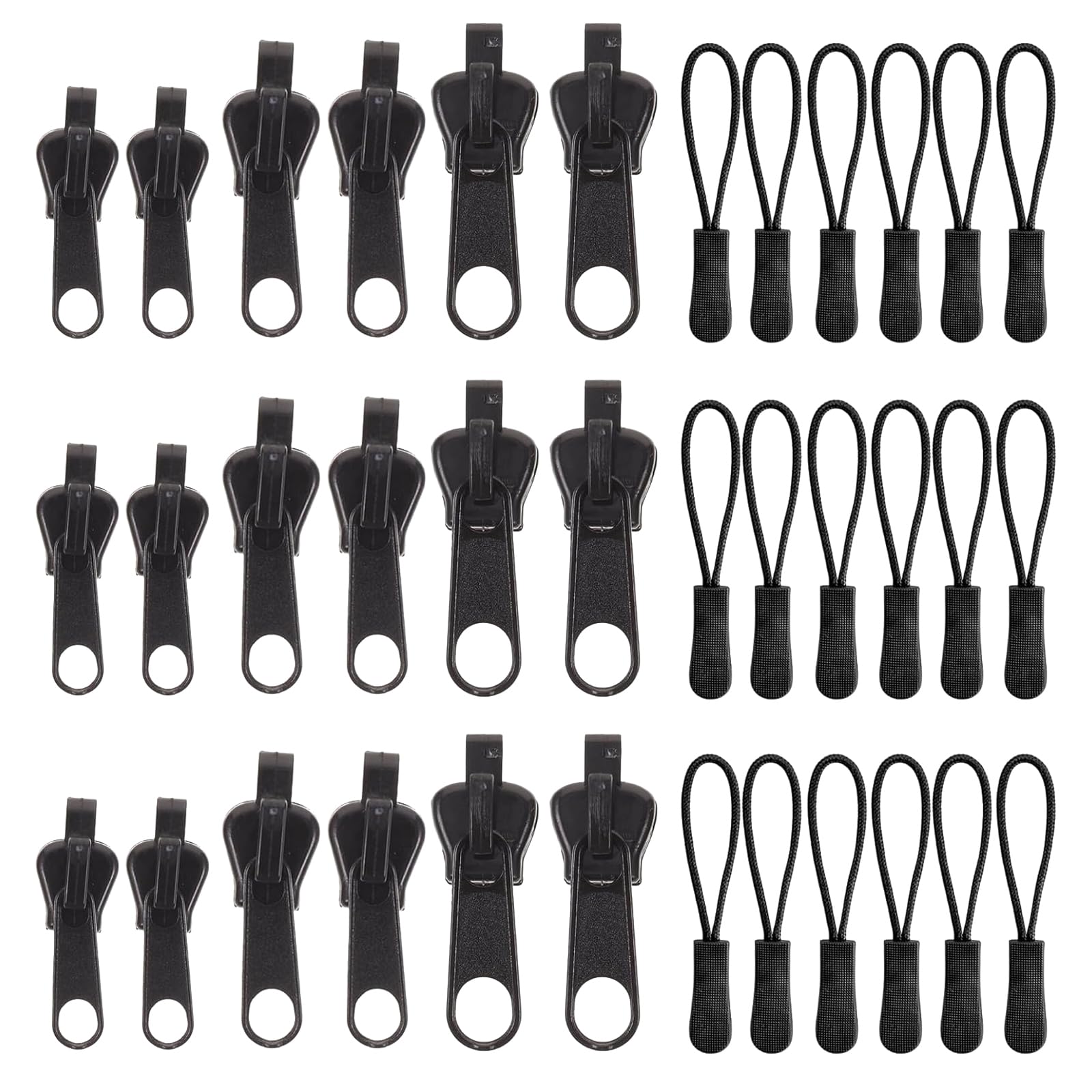 Kit De Réparation De Fermetures éclair - 36 Pièces (18 Curseurs + 18 Chaînes Nylon) - Tailles Différentes - Pour Vêtements, Sacs, Projets DIY