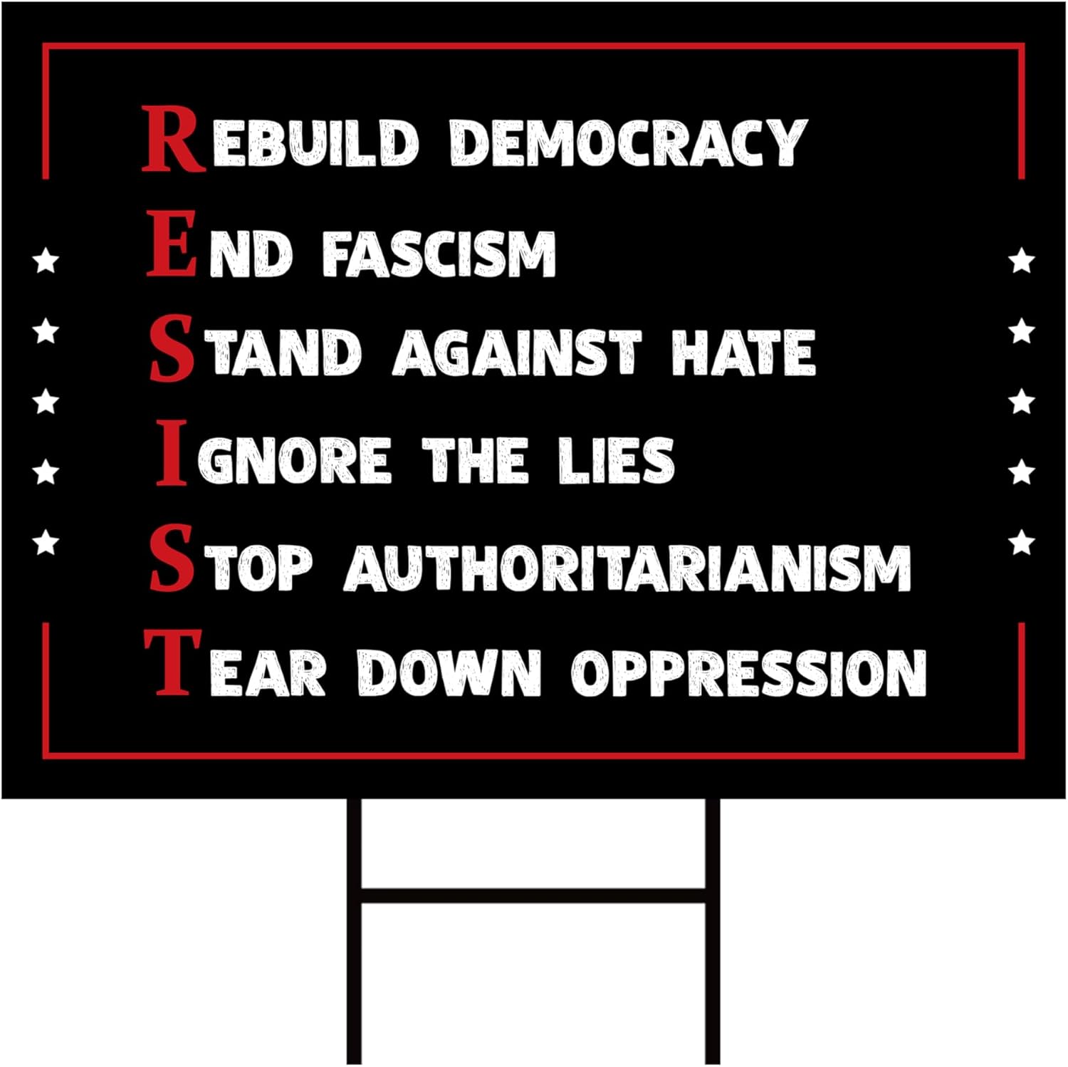 Resist Yard Sign - Resist Hate Lawn Sign, Anti-TrumpSIgn, Resist Racism, Resist Fascism Yard Sign with Metal H-Stake, VP15210 (Multicolor, 18" x 12", Double Sided)