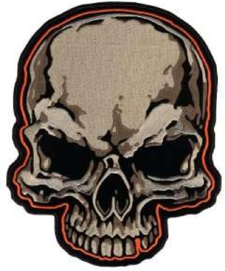 Hot Leather Skull face 10 inch Jacket Vest Back Patch