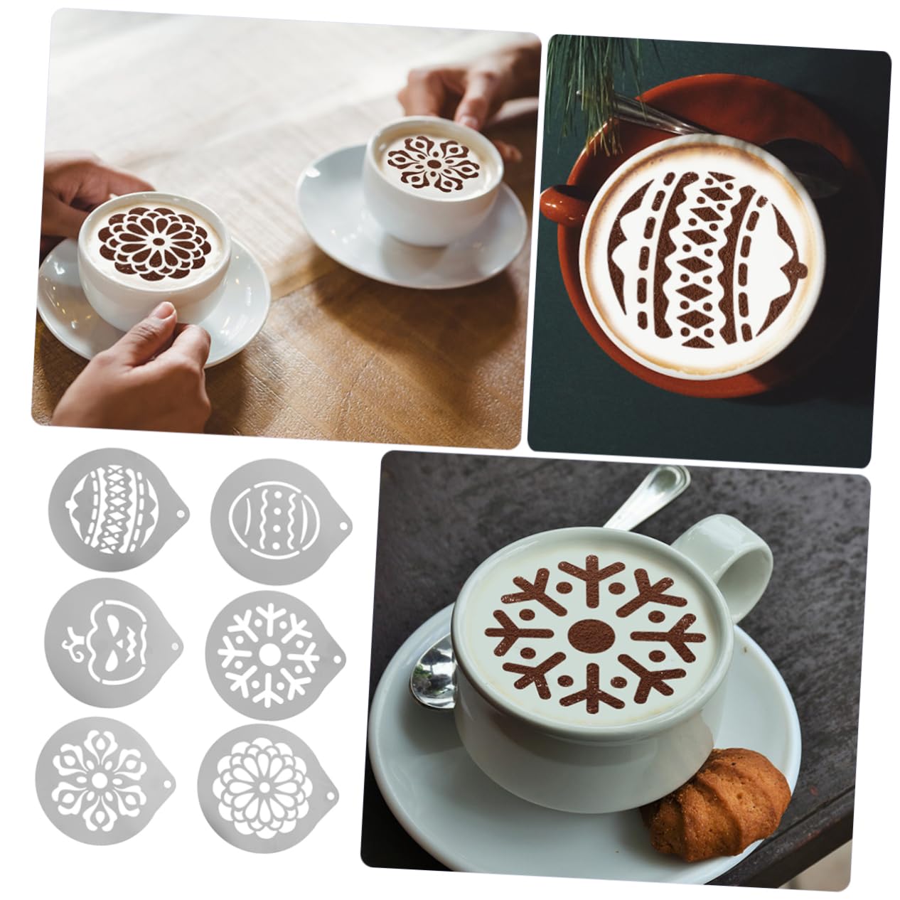 TOPBATHY 3juegos Plantillas De Café Inoxidable Para Decoración De Latte De Para Cappuccino y Café