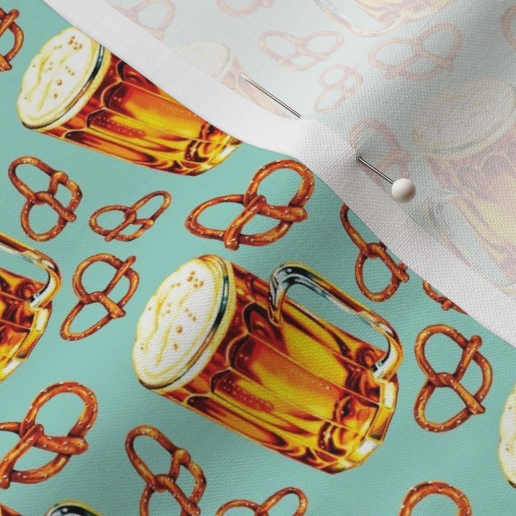 Spoonflower Fabric - Beer & Food Men Retro Vintage Pretzel Kitchen Decor Printed on Petal Signature Cotton Fabric by The Yard - Sewing Quilting Apparel Crafts Decor