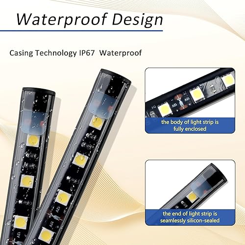 Miniatura 3 de Avenemark - Tira de luces LED impermeables de 12 V con 180 LED blancos, accesorios de camión, kit de tira de luces con interruptor de