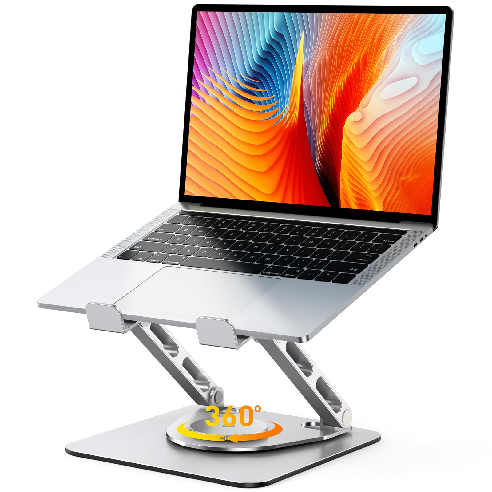 360° Drehbarer Laptop Ständer Höhenverstellbar, Ergonomisch Laptop Halterung Schreibtisch Robuster mit Zweifachstütze, Verstellbarer Notebook Ständer kompatibel mit MacBook Air Pro, bis 16 Zoll