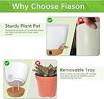 Plant Pots 5/5.5/6/6.5/7/8 Inch Self Watering Pots, Set of 6 Plastic Planters with Drainage Holes,Plant Pot for Indoor Outdoor Plants(White)