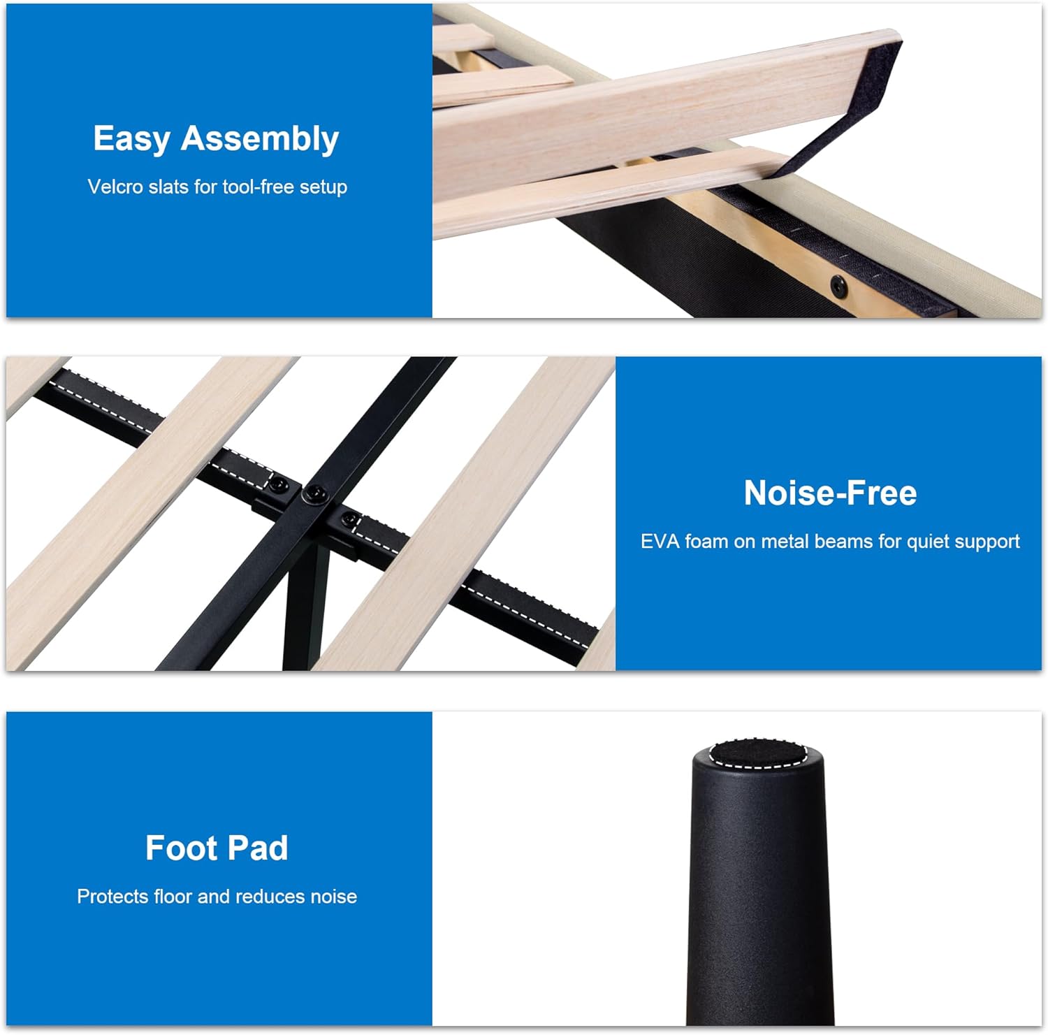 GOLDORO King Size Bed Frame with Adjustable Headboard, Linen Upholstered Platform Bed, Vertical Channel Tufted Design, Wooden Slat Support, No Box Spring Needed, Easy Assembly, Beige