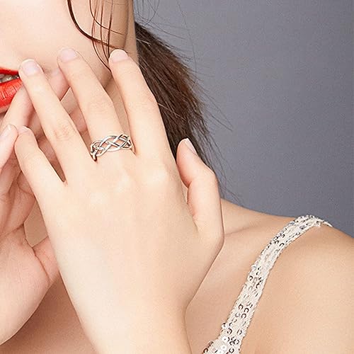 Miniatura 4 de Candyfancy Anillo de nudo celta de plata de ley 925 para mujer anillo de dedo medio abierto para el pulgar para nudillos y pulgar tamaño ajustable