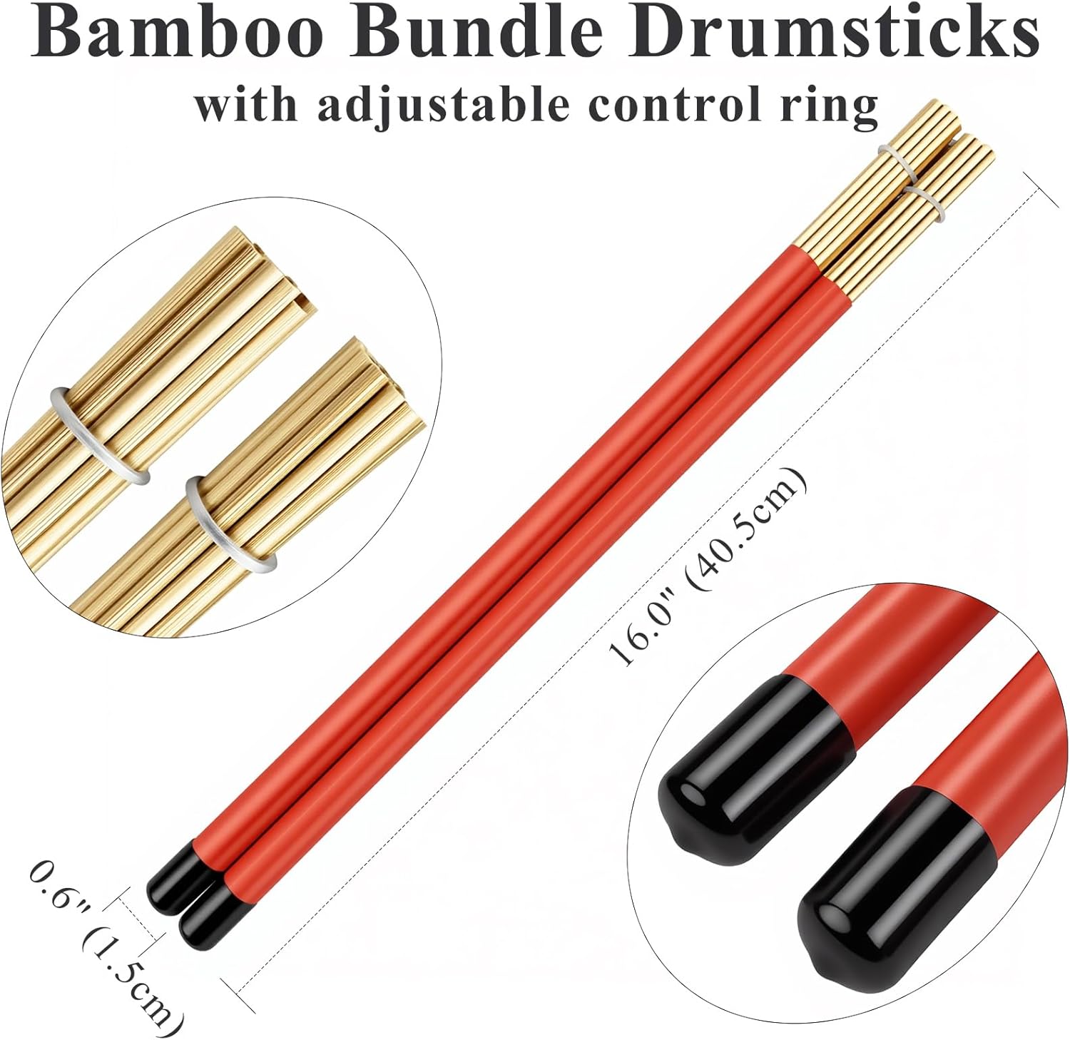 Drum Sticks Kit - 3 Pairs DrumSticks with Clamp-On Bag, 5A, Retractable Drum Brushes, Rods Drum Brushes, Percussion Instrument Accessories for Cajon Jazz Folk Acoustic