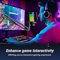 Vista 8 de TONOR Juego de micrófono de condensador vocal con brazo de brazo, equipo de grabación para PC con soporte, brillo controlable, silencio rápido