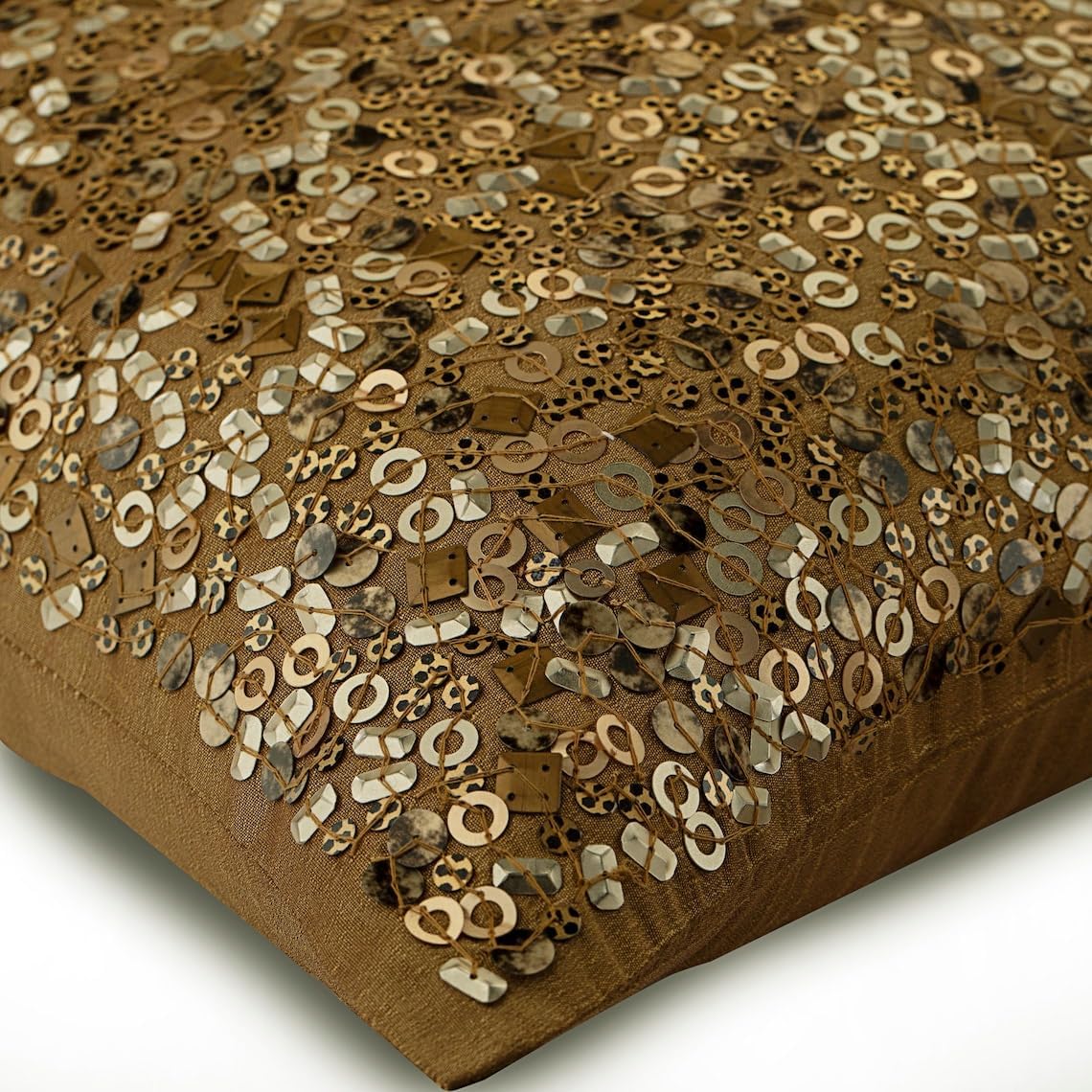 The HomeCentric Throw Pillow Covers, Gold Designer Fabric Pillow Covers 16x16 inch (40x40 cm) Silk Pillow Covers, Abstract, Modern Cushion Cover for Sofa Easter - Textured Jaal