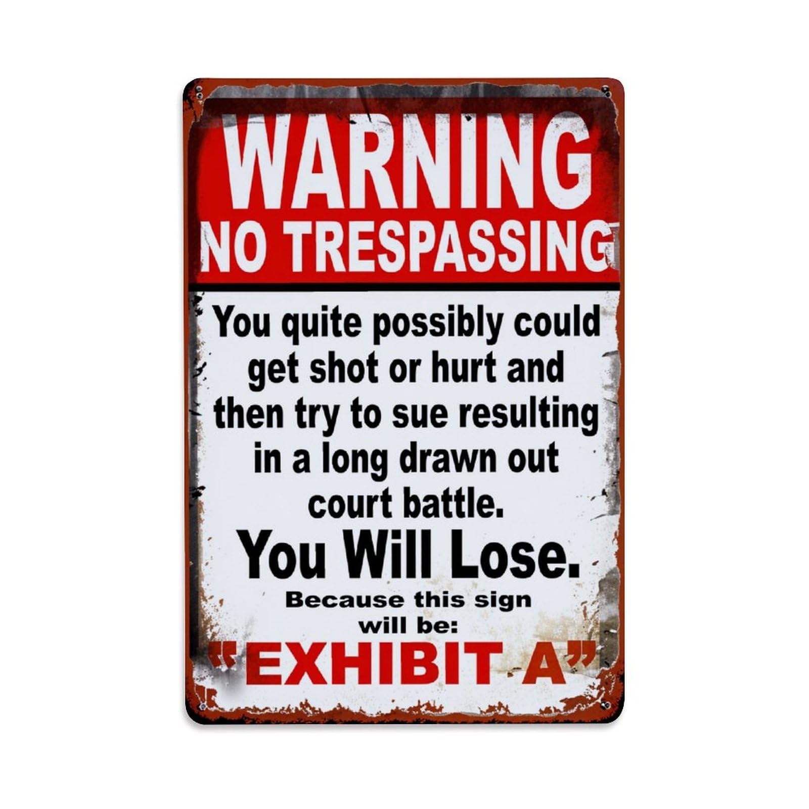 Enderetf Vintage Warning No Trespassing Sign Pattern Tin Sign Metal Poster, Home Bar Garage Man Cave Cafe Indoor & Outdoor Wall Decoration 8X12inches