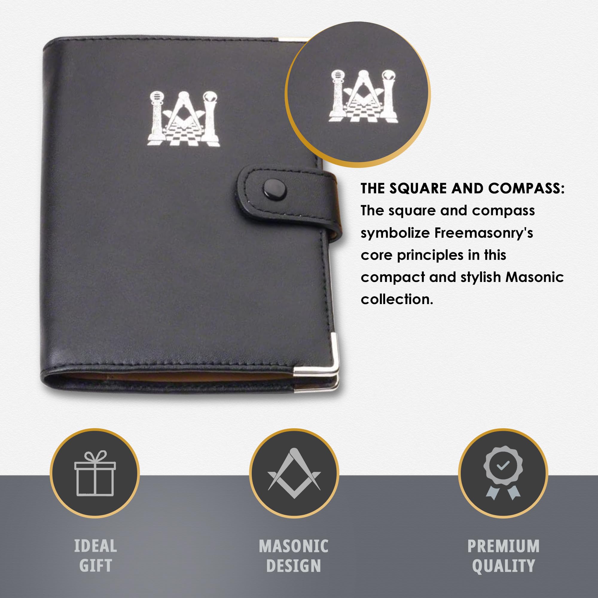THE MASONIC COLLECTION - Rituel d'émulation 13e édition avec couverture de livre – Livré en grand imprimé – Cuir synthétique et marron clair – Carré et boussole – Un cadeau idéal pour les hommes