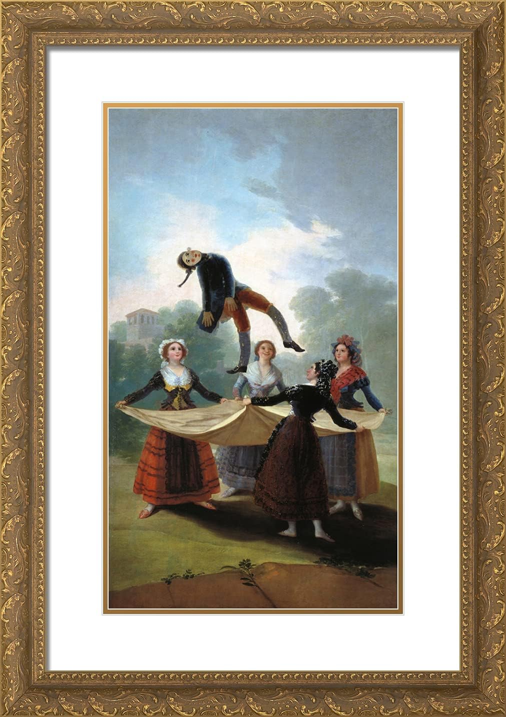 ArtDirect Goya, Francisco 17x24 Gold Ornate Framed Art Print with Double Matting Titled: The Straw Manikin