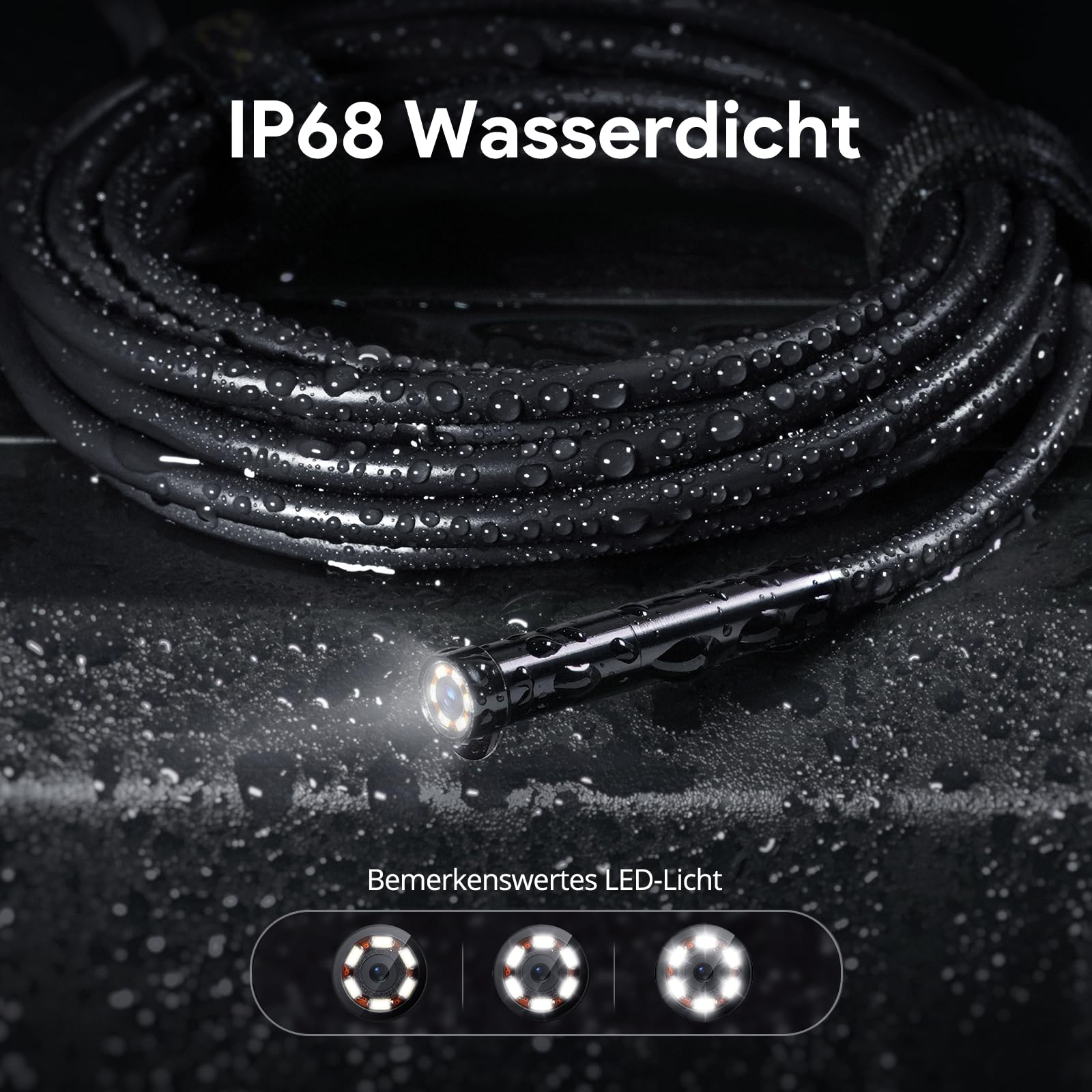 Endoskopkamera mit Licht, DEPSTECH 1080P Dual Lens Endoskop 5,0 Zoll IPS Bildschirm Inspektionskamera IP67 Wasserdicht 5m Schlangenkamera, Industrie Endoskop Rohrkamera Kanalkamera 5M