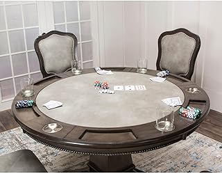 Round Dining Poker Table - 48" Vegas Game Table, Reversible Top, Seats 6, Gray Wood Finish