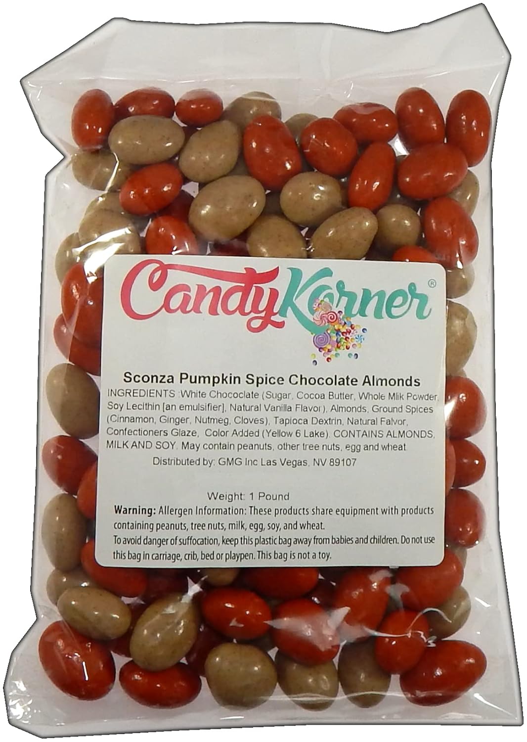 Sconza Pumpkin Spice Almonds 1 Pound (16 Ounce) By CandyKorner