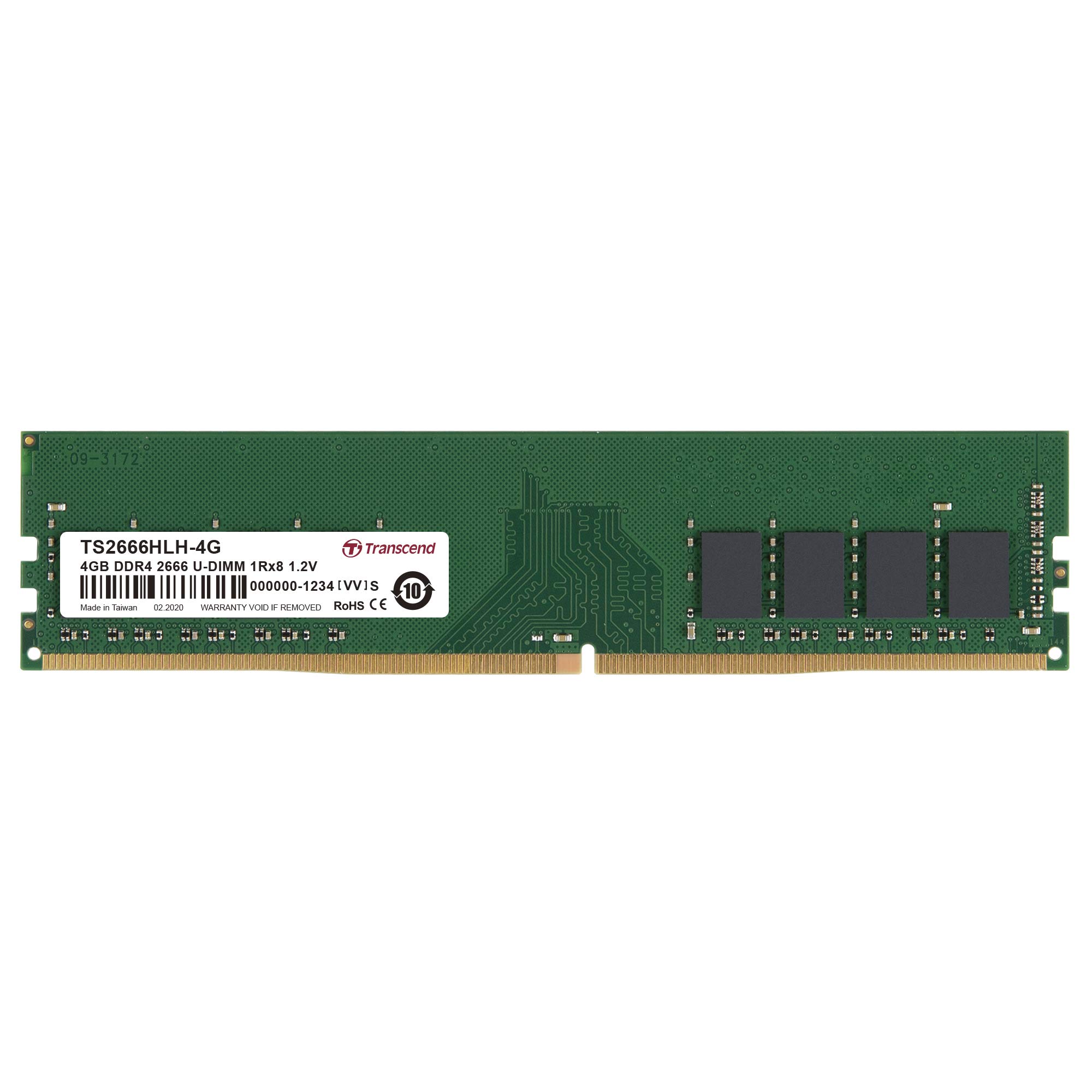 Transcend TS2666HLH-4G – 4GB DDR4-2666 U-DIMM (1Rx8, CL19, 1.2V)