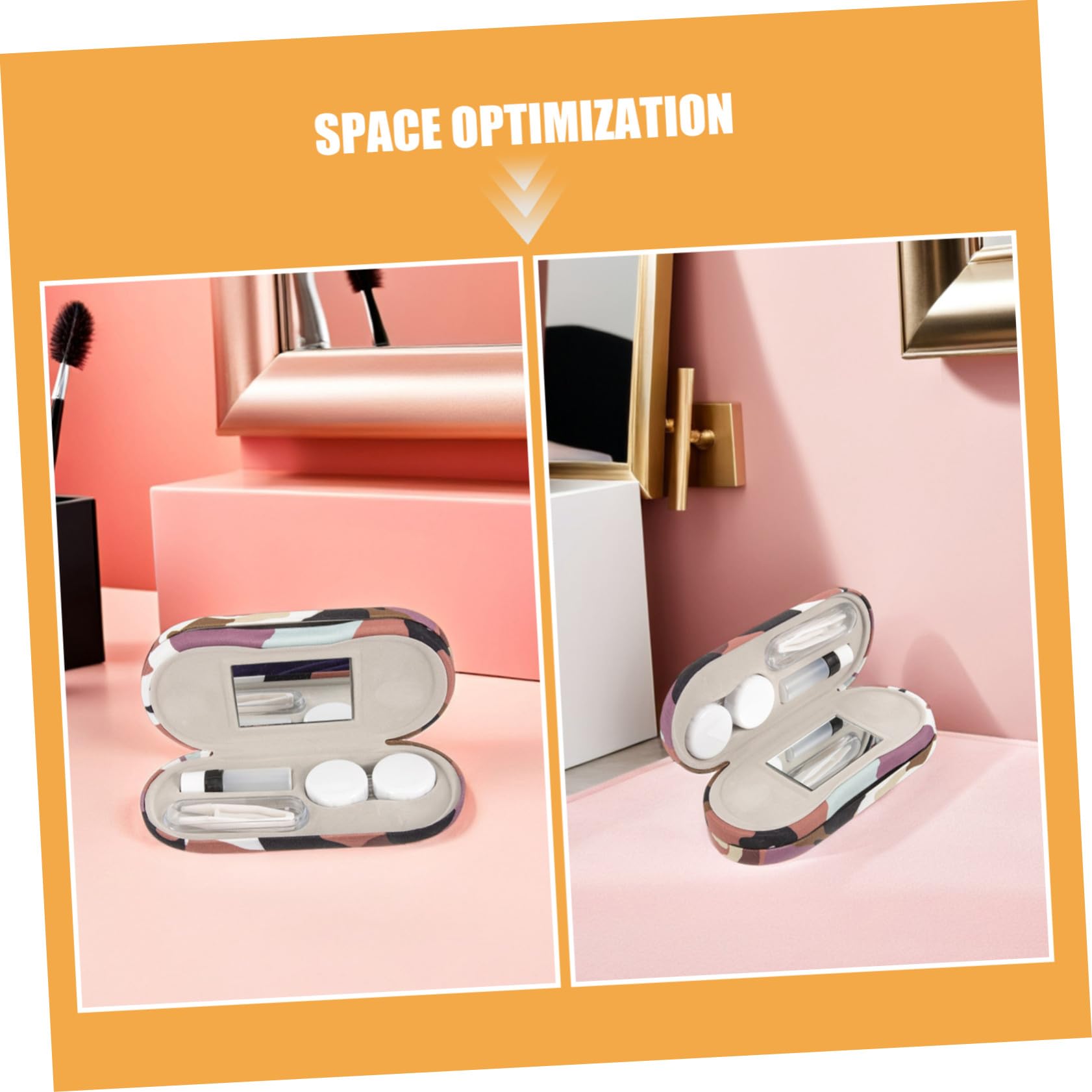 KOMBIUDA 2 Ensembles Étui Double Camouflage pour Lunettes et Lentilles Boîte Portable Compacte avec Miroir et Applicateur Rangement Pratique pour Voyage et Usage Quotidien