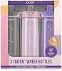 Pogo BPA Free Tritan Water Bottles with Flip Lid and Straw - 32 Ounce, 3 Pack Lilac, Pink Satin, Gray