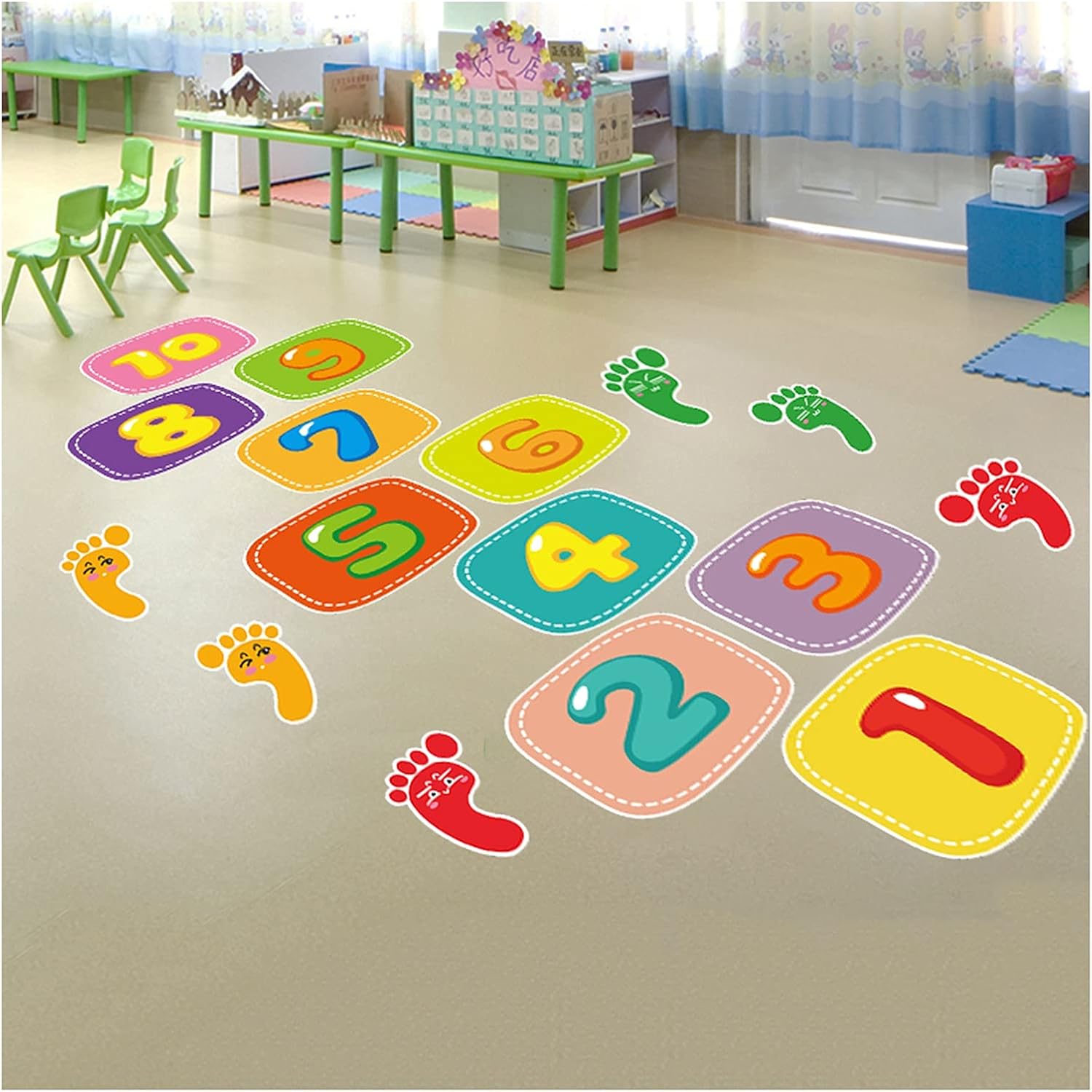 Ring Toss Games Hua Decorative Floor Hopscotch Game, Agility Jump Training Floor Sticker, for Boys and Girls Aged 3~12, Easy to Clean (Size : 220x63cm)