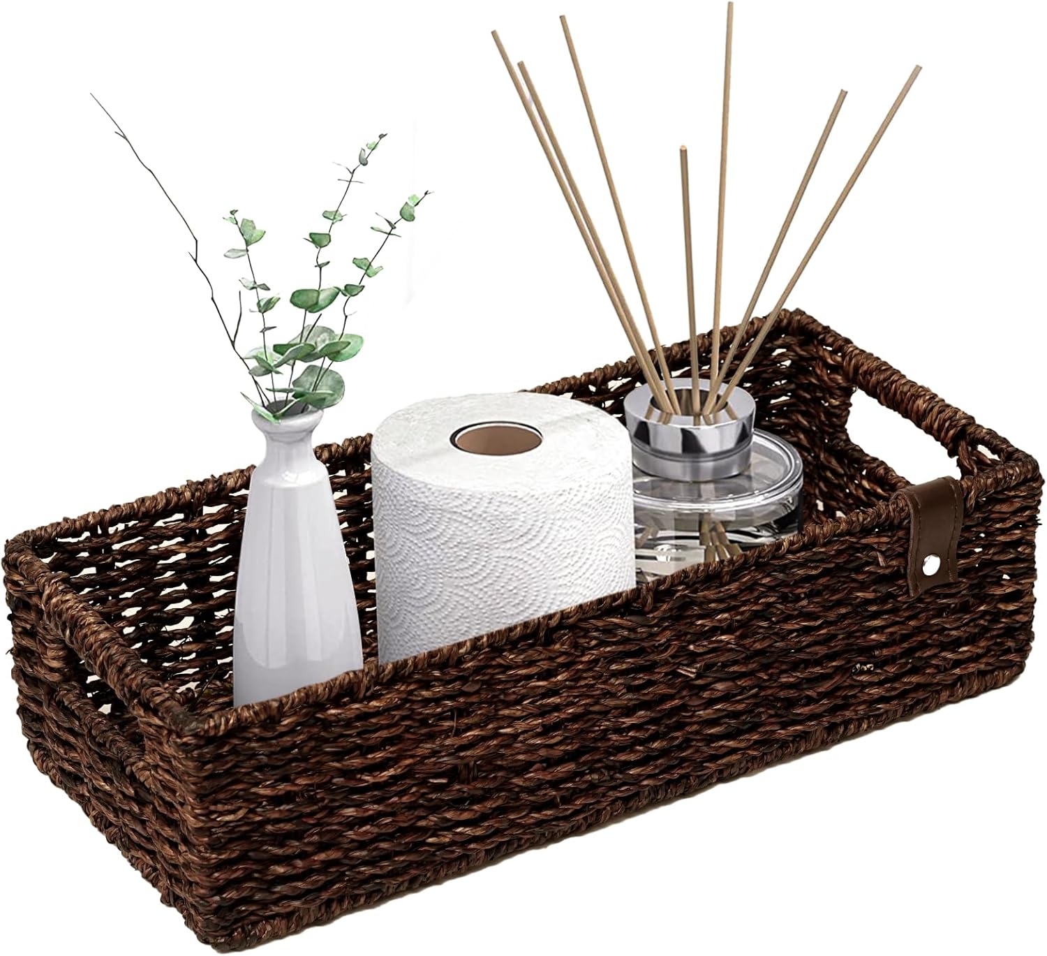 HOSROOME Seagrass Storage Basket for Shelves Wicker Baskets