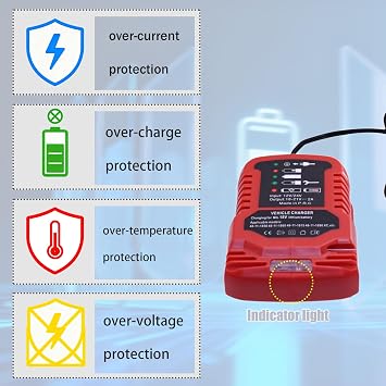 Compact Charger Compatible with M18 Batteries Car Battery Charger Compatible with Milwaukee 18V Lithium Batteries for 48-11-1862, 48-11-1880, 48-11-1850, 48-11-1852, 48-11-1812 etc