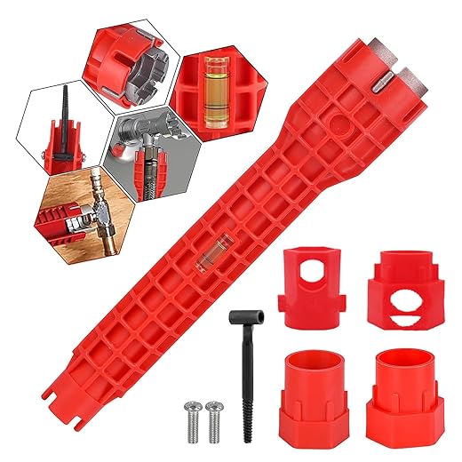 14-in-1 Multi-functional Wrench Faucet Sink Installer Tool for Toilet, Sink, Bathroom, Kitchen Plumbing Installation and Repairs - Red Plumbers Wrench