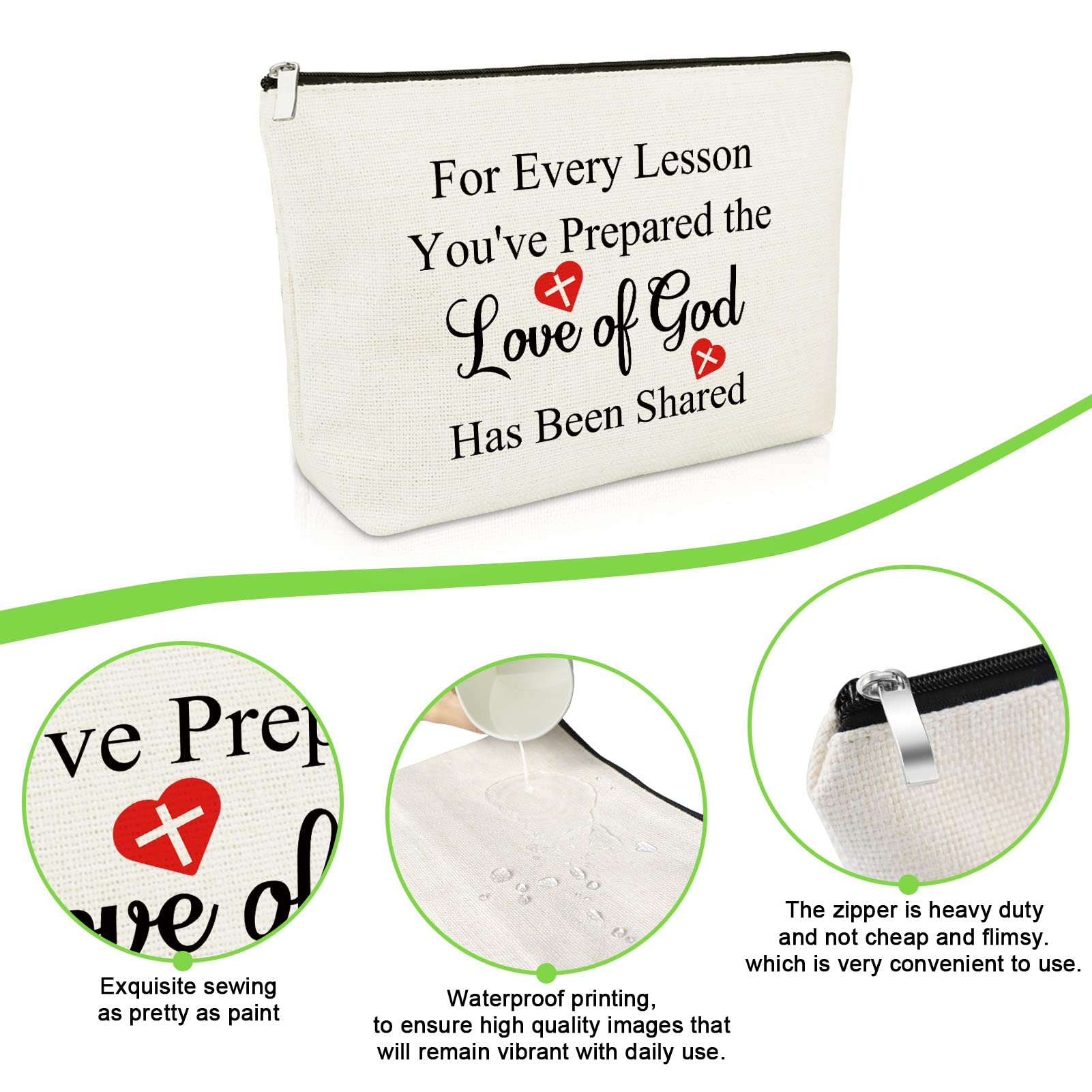 Christian Gifts for Teachers Appreciation Makeup Bag Sunday School Teachers Gift Cosmetic Bag Christian Religious Gifts for Teacher Assistant Gifts Appreciation Thank You Gifts for Mentor Makeup Pouch - Image 4