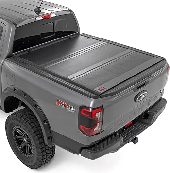 Rough Country Hard Low-Profile Tri-Fold Tonneau Cover for Ford Ranger 2024-2026 - Flush Mount Aluminum Truck Bed Cover, Fits 5 Bed