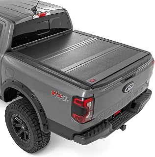 Rough Country Hard Low-Profile Tri-Fold Tonneau Cover for Ford Ranger (2024-2026) - Flush Mount Aluminum Truck Bed Cover, Fits 5' Bed