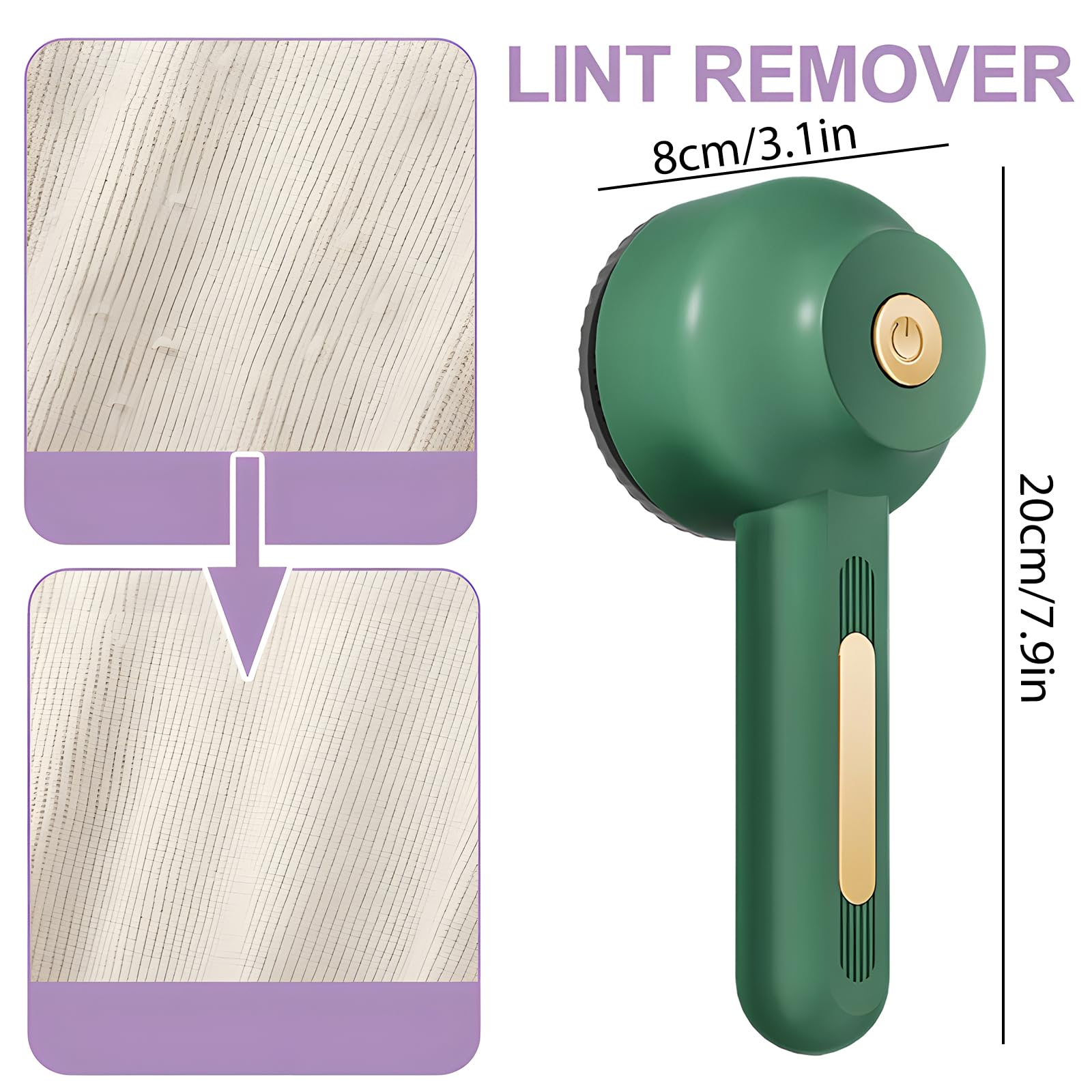 Quitapelusas eléctrico, afeitadora de tela recargable de alta calidad: potente afeitadora portátil de 6 cuchillas para ropa, mantas, sofás para quitar bolitas (morado, pantalla LED)