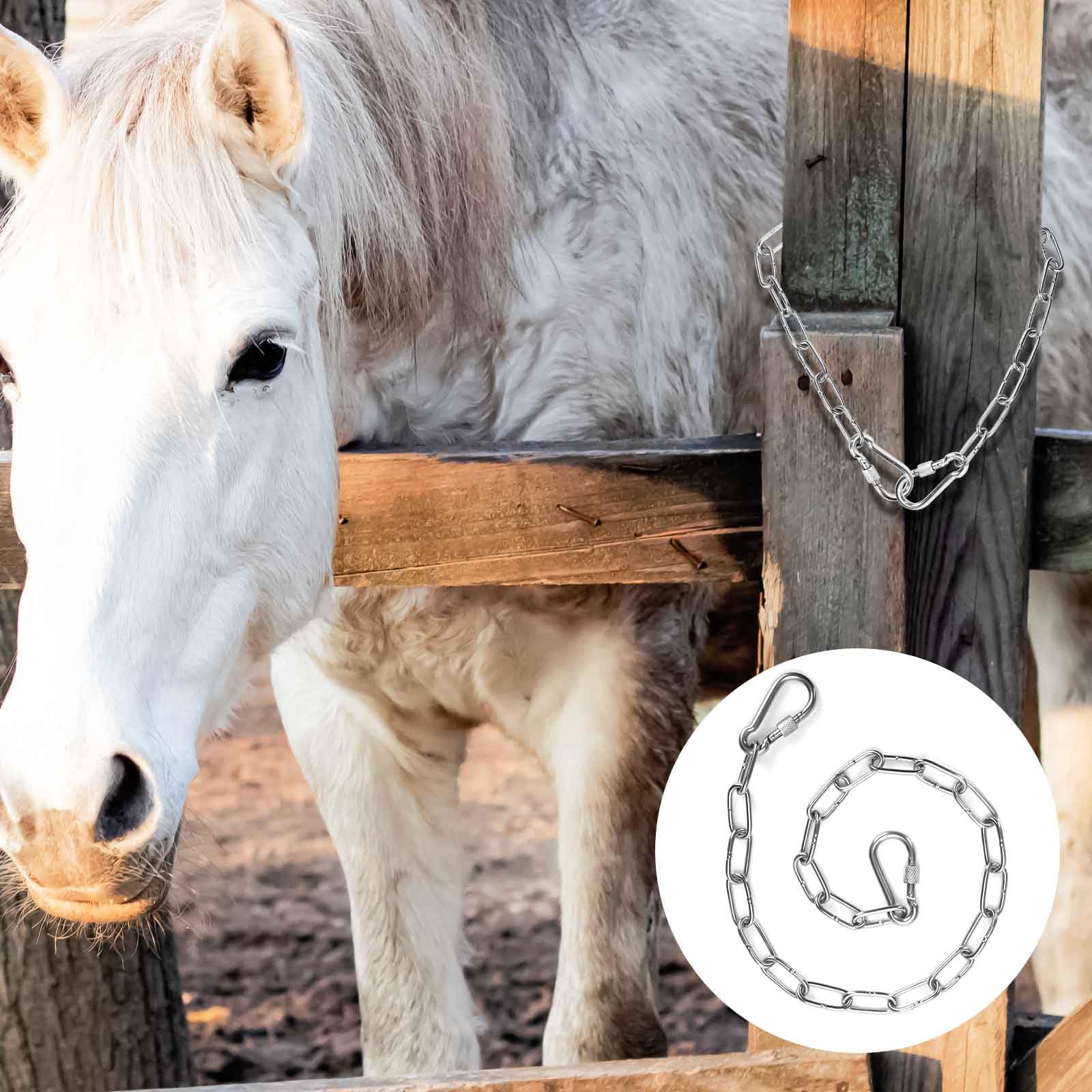 Chaîne De Portail De 50,8 Cm En Acier Inoxydable Avec Boucle à Ressort, Chaîne En Métal Résistante Aux Intempéries Pour Clôture Extérieure, Porte De Cage Pour Animaux Domestiques, Cheval, Chèvre