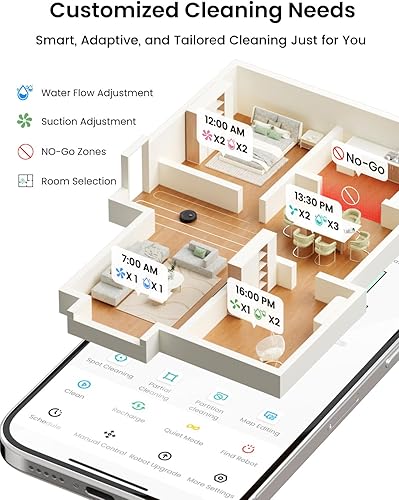 Miniatura 6 de Lefant LiDAR Robot Aspirador y Trapeador Combo, 75 días de autovaciado, 6000Pa potente Scution, mapeo de varios pisos, zonas prohibidas, 140 minutos