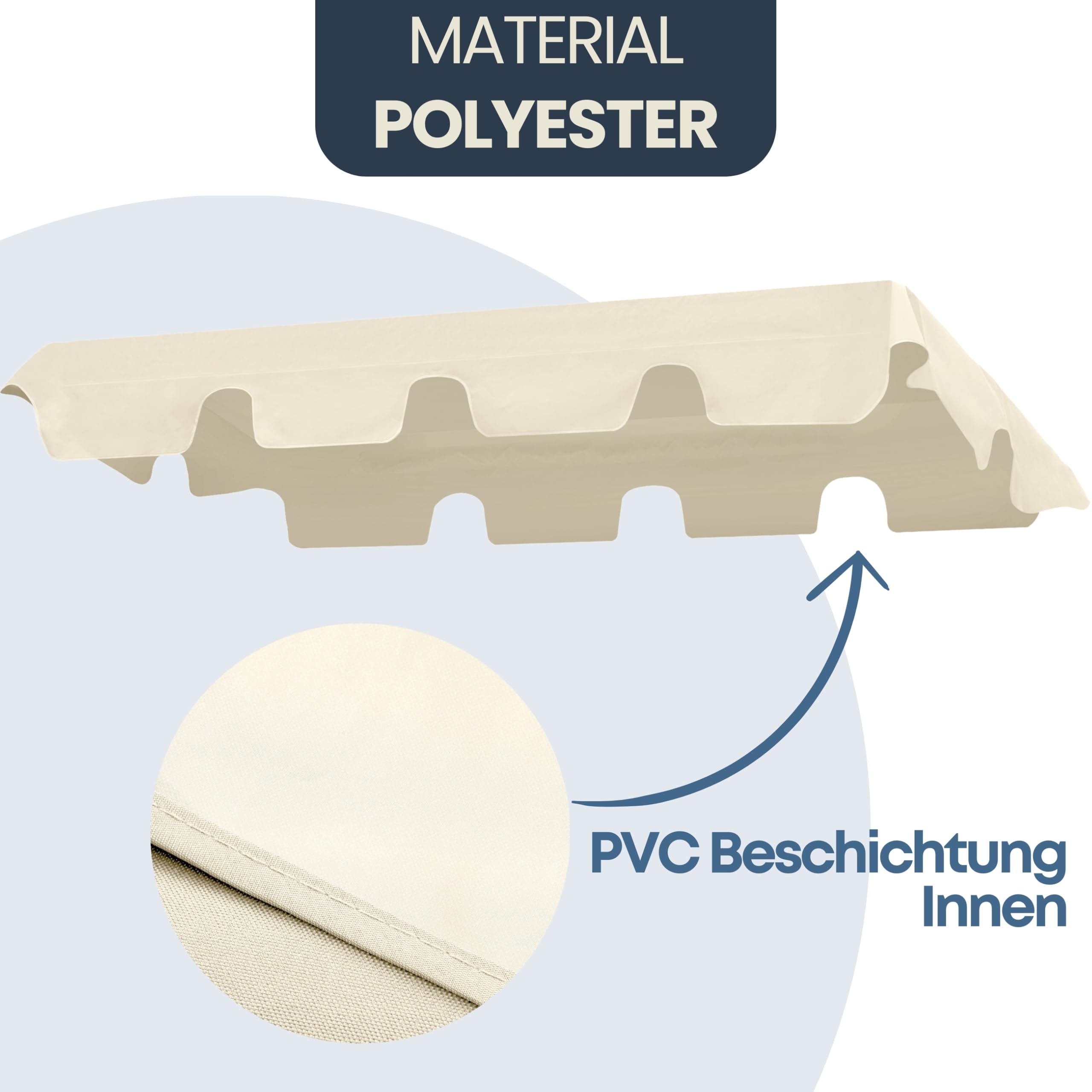 Ersatzdach für Hollywoodschaukel mit Volant - Dach Sonnendach für 2-Sitzer und 3-Sitzer, beige