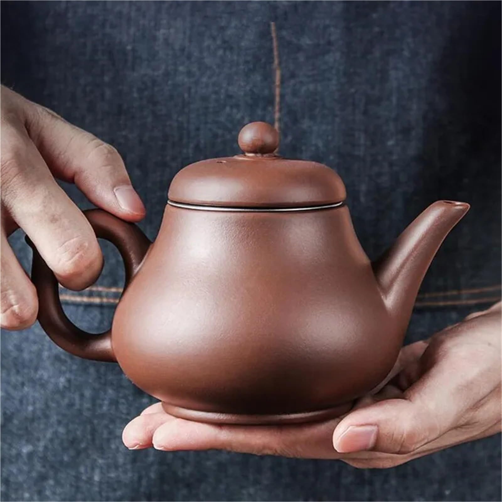 Tetera de arcilla morada, tetera de gran capacidad, olla individual con filtro de acero inoxidable integrado (marrón)