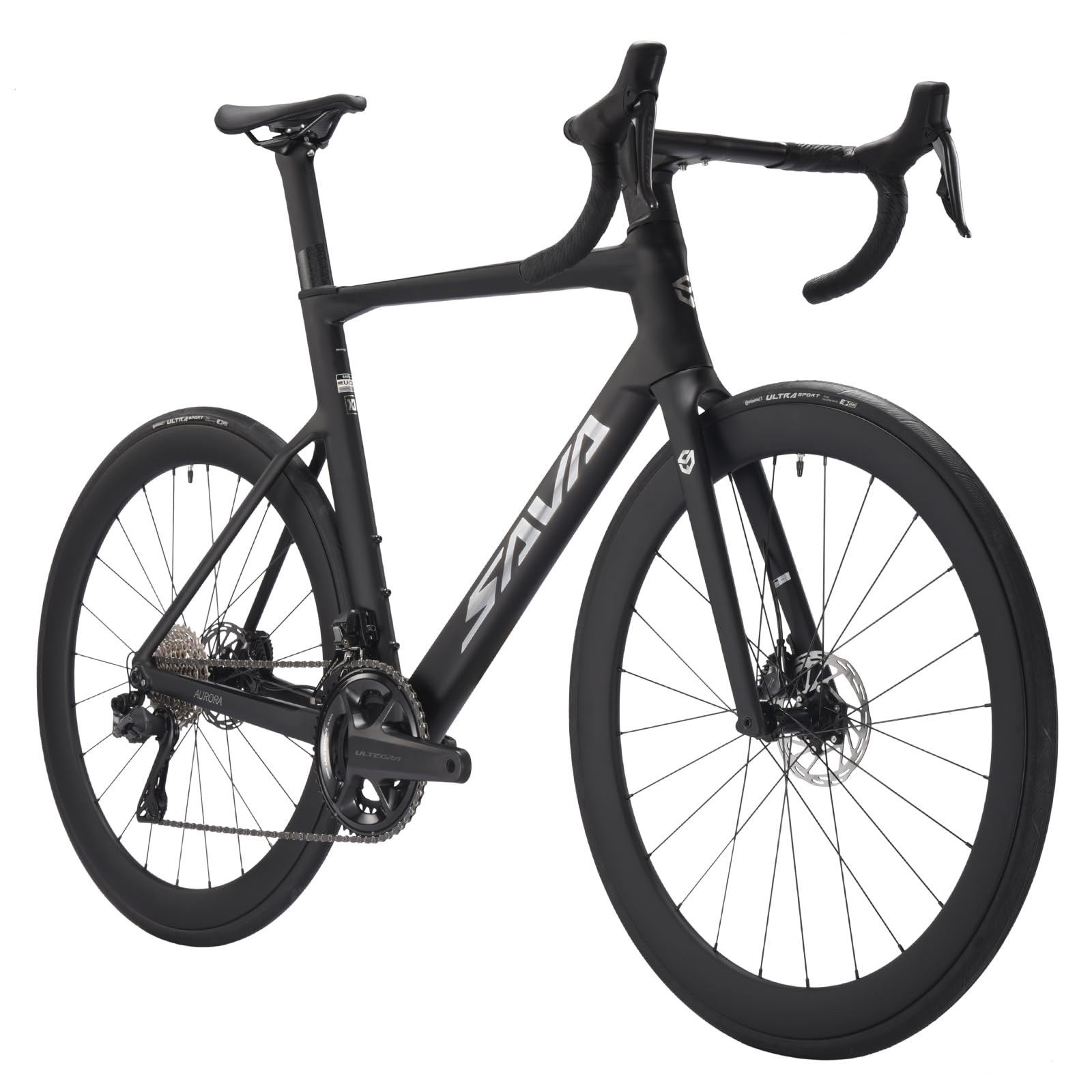 SAVADECK Carbon Siber Road Bike, 24 Speeds Shifting Road Bicycle with Shimano Ultegra Di2 8170 Groupset, Carbon Race Bike with Carbon Frame and Carbon Wheelset Disc Brake for Adult(Black,44cm)