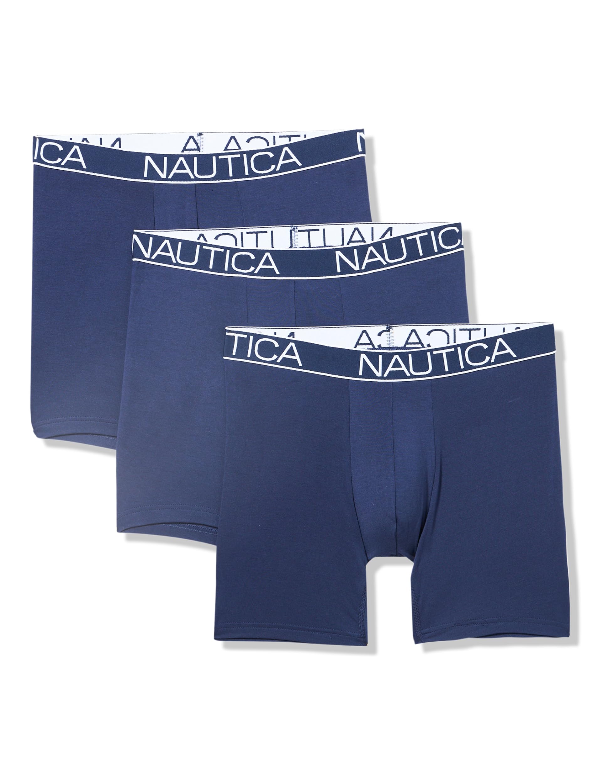 Nautica Men's 3-Peacoat 3-Pack Modal Stretch Boxer Briefs, L