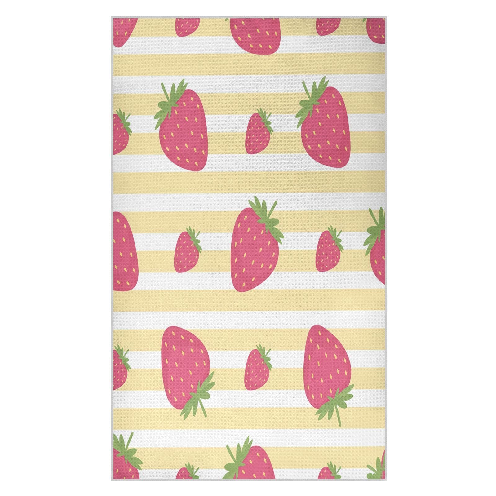 BURSTDDY Strawberries Kitchen Towels,Absorbent Dish Towels 1 Pack