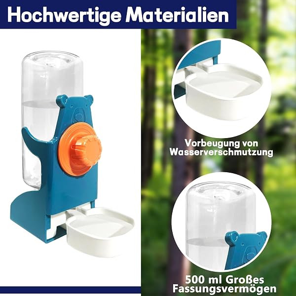 Automatischer Futterspender Vögel und Wasserspender Transparentes Acryl Vogelfutterhaus und Vogel Wasserspender Vogelkäfig, Käfigzubehör für Vögel, Papageien, Kanarienvögel (Futternapfständer+Blue) - 4