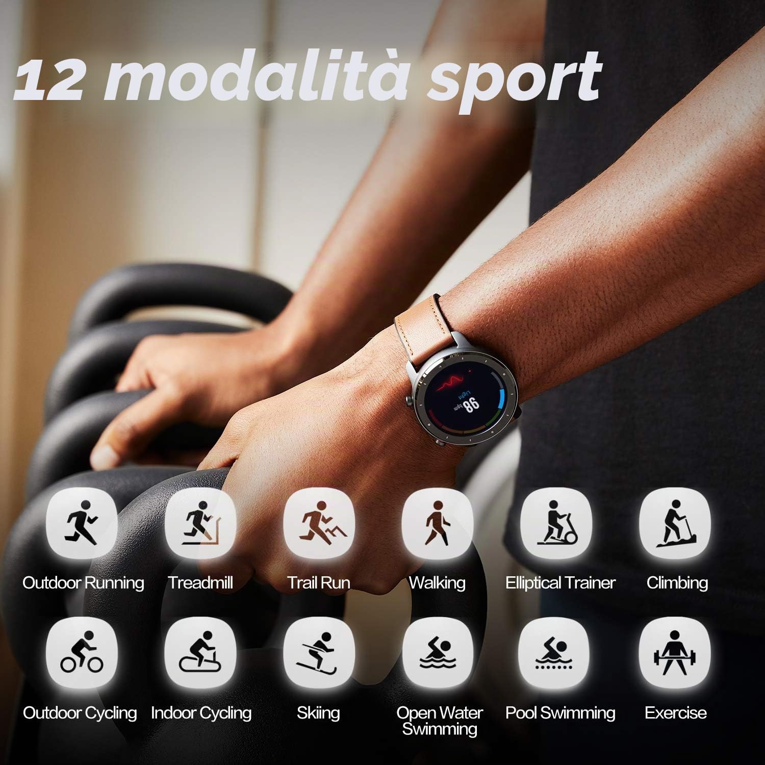 Amazfit Smartwatch GTR 47mm Orologio Intelligente Fitness Tracker 1,39 Pollici Touch Control Display a Ccolori Impermeabile 5 ATM Cronometro con GPS, Contapassi, 12 Modalità Sport per Donna Uomo