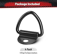Vista 3 de RED WOLF Paquete de 4 anclajes de anillo en V para carga, en acero negro con revestimiento en polvo negro, con capacidad de 454 kg, para montaje